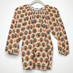 Tucker NYC Classic Blouse Ivory Rosette in Silk Cotton Top Casual Print